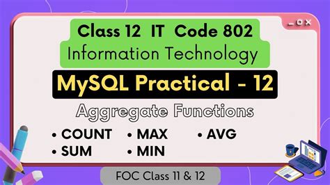 Count Sum Max Min Avg Aggregate Function Mysql Practical Class It