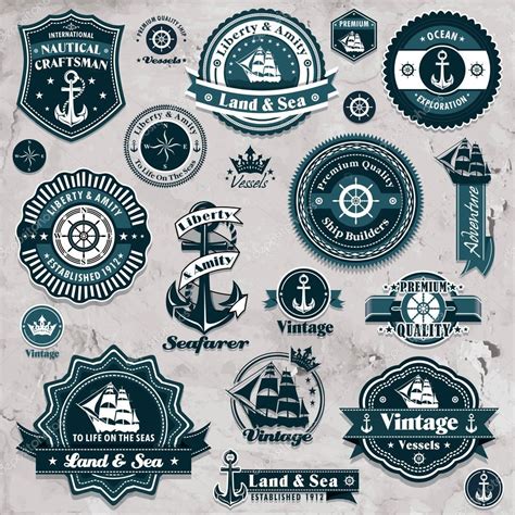 Vintage Nautical Label Icon Set Template Stock Vector Donnay 26857863