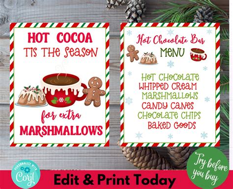 Hot Cocoa Bar Printable Sign Cocoa Bar Sign Hot Chocolate Bar Sign