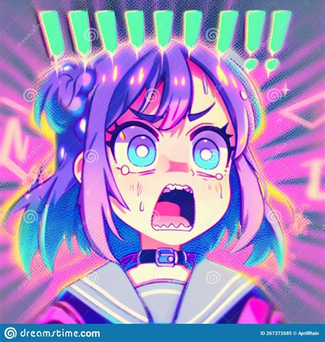 Shocked Girl In Anime Style Stock Illustration Illustration Of