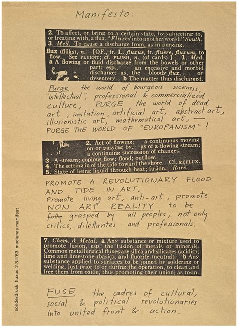 No Brash Festivity, George Maciunas, Fluxus Manifesto, 1963