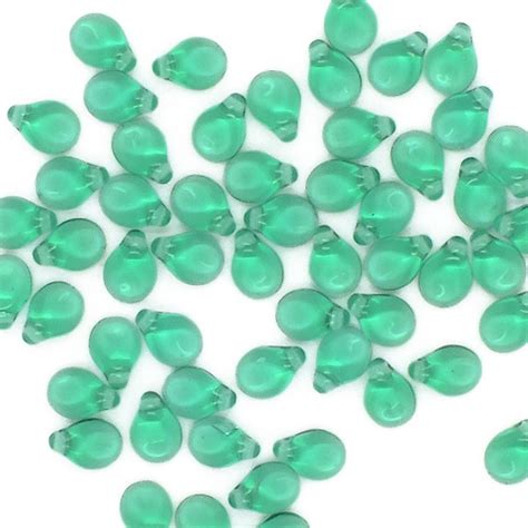 Preciosa Glass Pip Beads 5x7mm Transparent Teal 5g 35 Beads Aprx