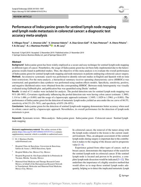 Performance Of Indocyanine Green For Sentinel Lymph Node Mapping And