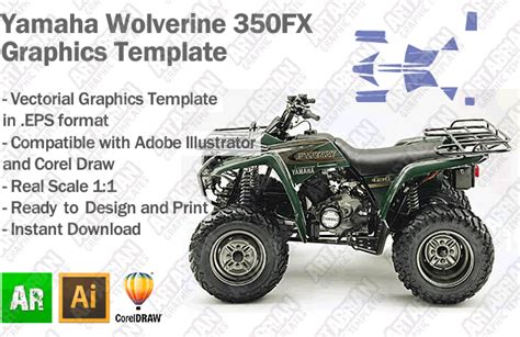 Yamaha Wolverine 350fx Atv Quad Graphics Template Artabrian MX ATV