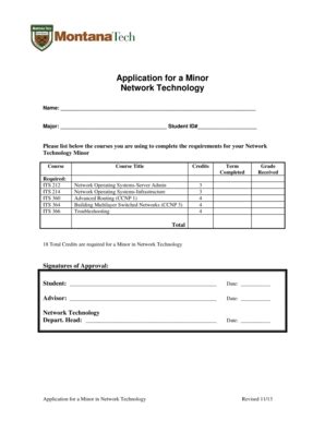 Fillable Online Mtech Application For A Minor In Network Technologydoc