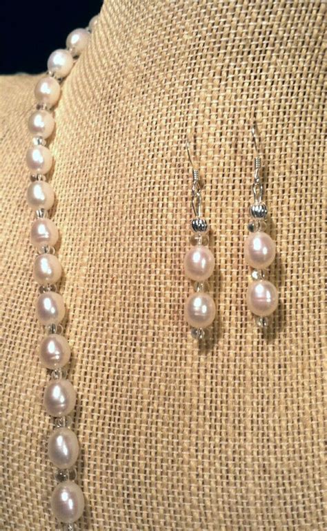 Classic Pearl 20 Inch Necklace Set with Matching Earrings #ETSY $21 ...