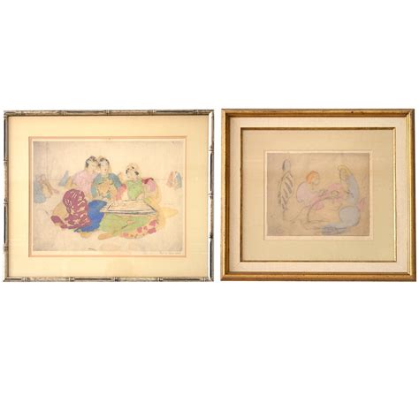 Hand Colored Etchings Elyse Lord Signed For Sale At 1stdibs