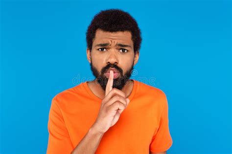 Bearded African American Man Showing Hush Stock Image Image Of