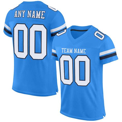 Custom Powder Blue White-Navy Mesh Authentic Football Jersey Football ...