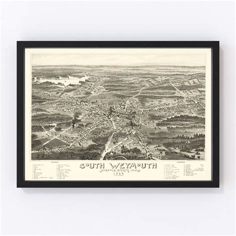 Vintage Map Of South Weymouth Massachusetts 1885 By Ted S Vintage Art