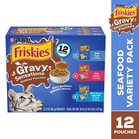 12 Pack Friskies Gravy Sensations Seafood Pouches Wet Cat Food