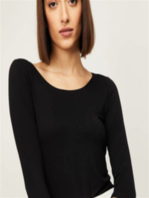 Buy Code By Lifestyle Women Black Fitted Top Tops For Women 15207642