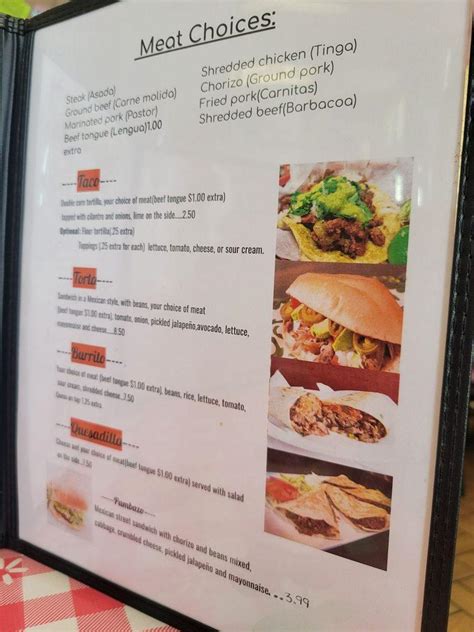 Menu At La Paloma Restaurant Elizabethtown