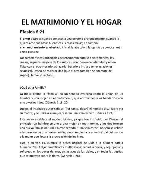 El Matrimonio Y El Hogar El Matrimonio Y El Hogar Efesios El Amor