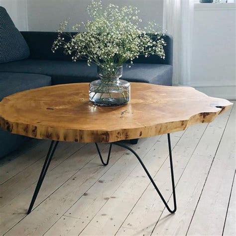 Coffee Table Wood Roundmodern Coffee Table Roundslab Coffee Etsy