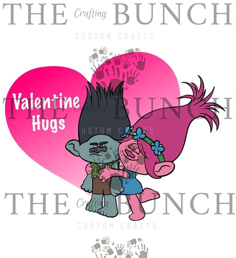 Valentine S Day Trolls Branch And Poppy Heart SVG PNG Gifts For