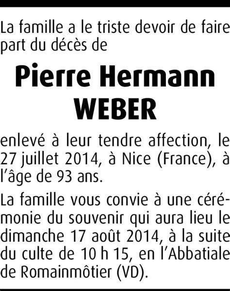 Pierre Hermann Weber Hommages