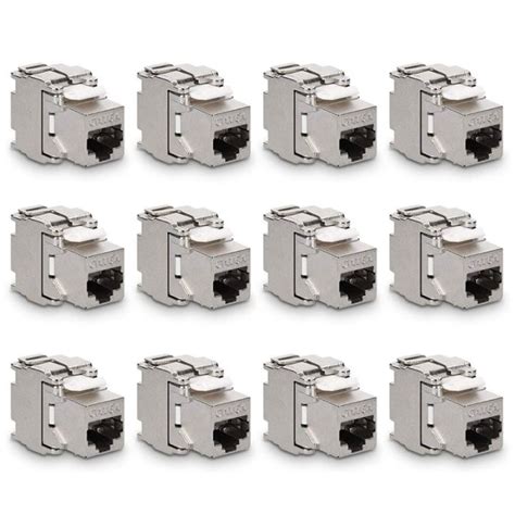 Keystone Module Jacks 12 Piece CAT6A Shielded Keystone Jack RJ45 Cat