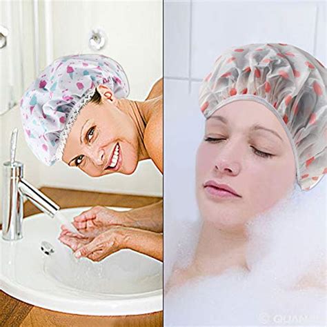 11 Pieces Waterproof Shower Caps Elastic Reusable Plastic Bathing Hair