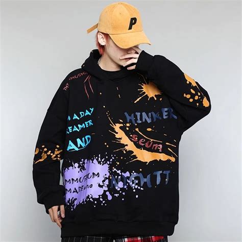 Hip Hop Hoodie Sweatshirt Oversize Harajuku Graffiti Streewwear A01166