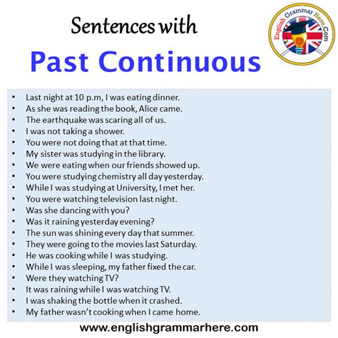 Sentences with Past Continuous, Past Continuous in a Sentence in ...