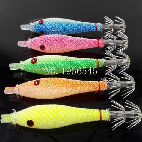 5pcs Japan Squid Jig Lures with Hook Soft Baits Squid Hooks Fishing ...