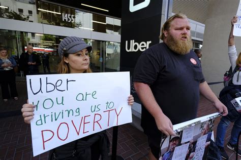 Uber And Lyft Strike Drivers Protesting Outside Uber Headquarters