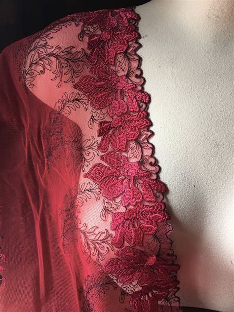 RED Lace Embroidered Lace Wide For Lingerie Garments CL Etsy