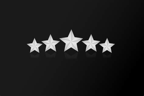 Premium Vector | 5 3d silver stars black background