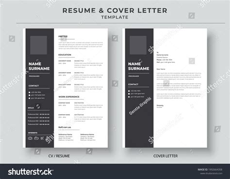 Resume Cover Letter Template Minimalist Resume Stock Vector Royalty Free 1992664358 Shutterstock