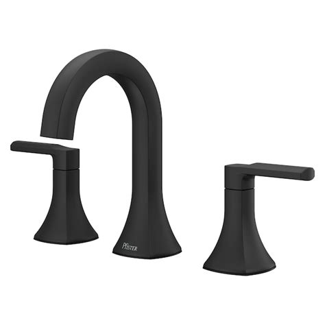 Pfister Vaneri Matte Black Widespread 2 Handle Watersense Bathroom Sink Faucet With Drain Lf 049