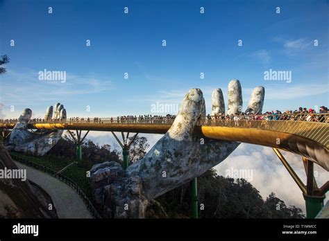 The Golden Bridge in the Ba Na Hills resort, Danang, Vietnam Stock ...