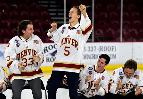 Denver Pioneers Hockey Team Celebrate National Title At Magness Arena