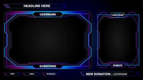 Game Live Stream Interface Overlay Frames For Gamer Broadcast Design Vector Eps10 17188397