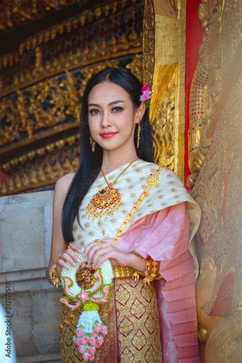 Thai Girl In Traditional Thai Costume Identity Culture Of Thailand