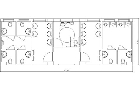 The Public Bathroom Plan With Detail Dwg File Cadbull