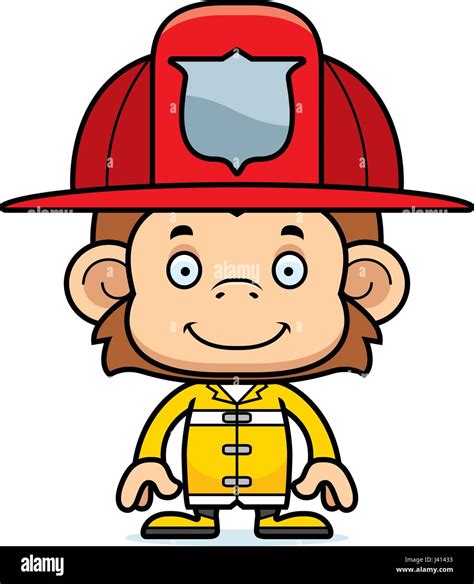 A Cartoon Firefighter Monkey Smiling Stock Vector Image And Art Alamy