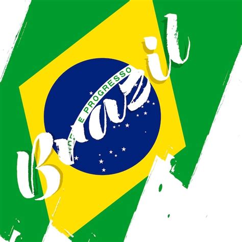 Bandera De Brasil Con Pincel Grunge Vector Premium