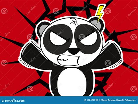 Angry Panda Bear Kawaii Cartoon Expression Background Stock Vector