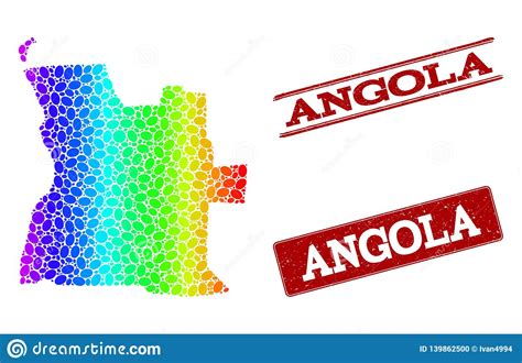 Dotted Angola Map With Blue Version Vector Illustration Cartoondealer