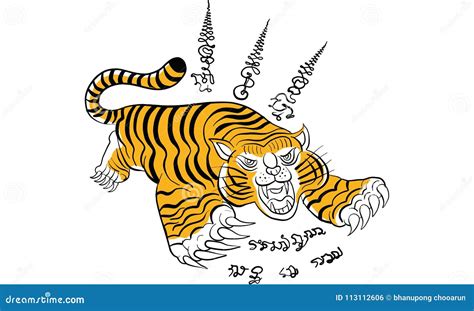 Thailand Traditional Tattoo Tiger Stock Vector Illustration Of Thai