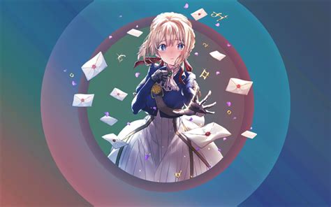 Download wallpapers Violet Evergarden, letters, minimal, anime characters, manga for desktop ...