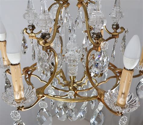 Proantic Lustre En Bronze Et Cristal Signé Baccarat Fin XIXe