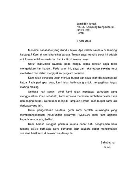 Contoh Karangan Surat Kiriman Tidak Rasmi Dalam Bahasa 057