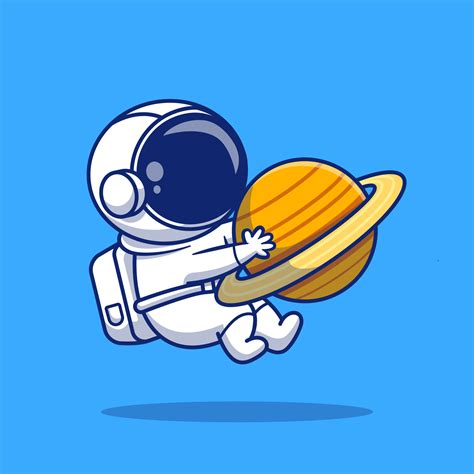 Cute Astronaut Hugging Planet Cartoon Vector Icon Illustration. Space ...