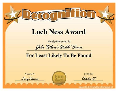 Funny Employee Awards Humorous Award Certificates For Employees