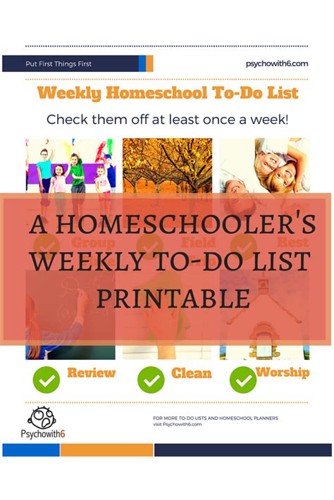 Free Homeschool Weekly To Do List Printable