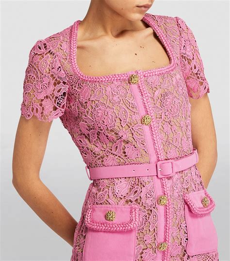 Womens Self Portrait Pink Lace Midi Dress Harrods Uk