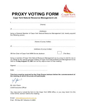 Fillable Online PROXY VOTING FORM Fax Email Print PdfFiller