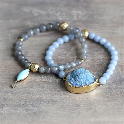 Blue Druzy Gemstone Bracelets By Artique Boutique